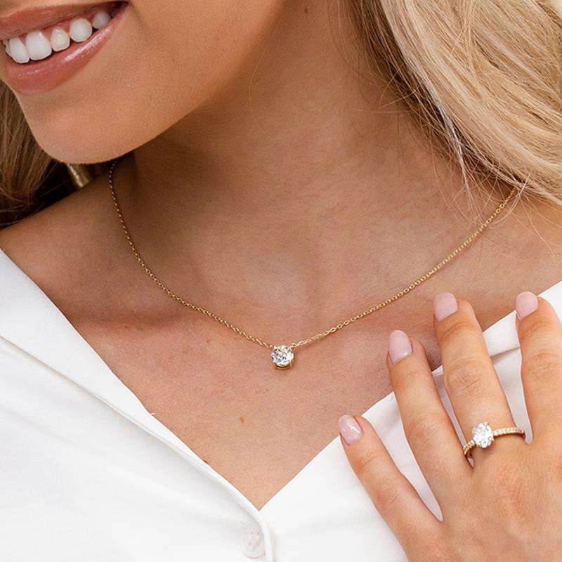 Dainty Solitaire Pendant Necklace