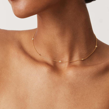 Dainty Crystal Station Necklace